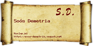 Soós Demetria névjegykártya